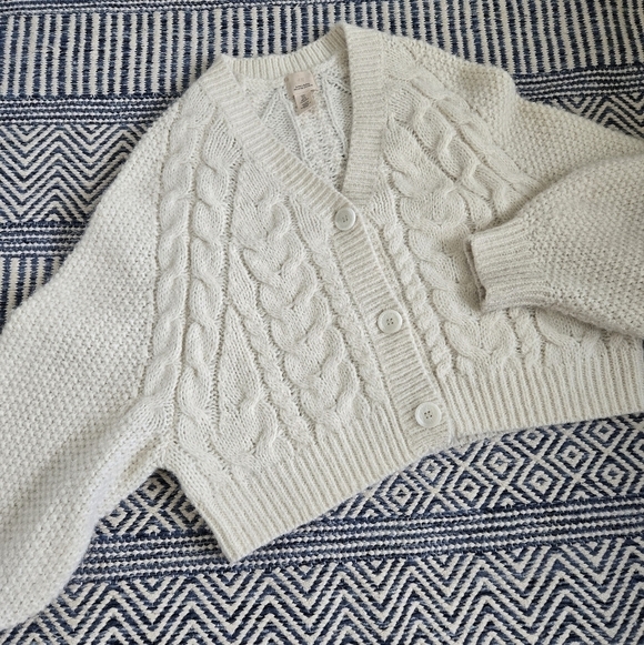 H&M Melange Dalpaga Chunky Cable Knit Alpaca Blend Cardigan size Small Oversized - Picture 13 of 16